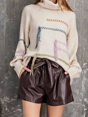 Easel Vegan Leather Paper Bag Shorts
